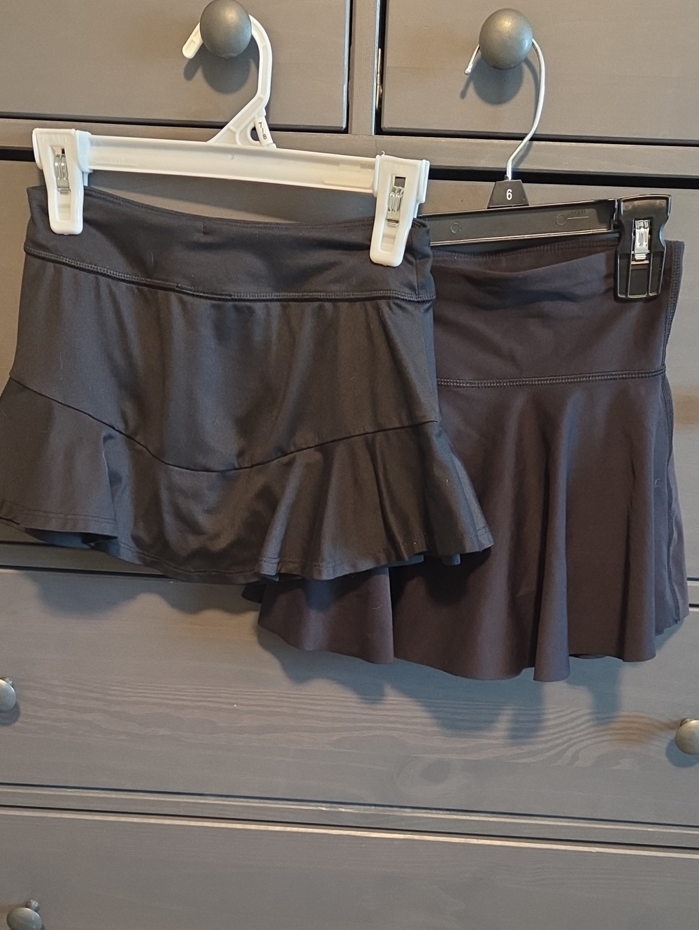 Girls Black Active Tennis Skirts with Flared Hem